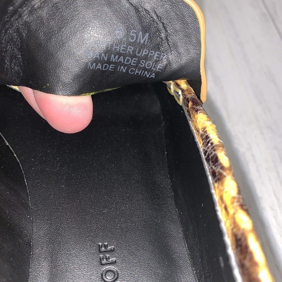 Womens Size 6.5 Rebecca Minkoff Pacey Loafers Yellow Snake Print EUC. - Picture 7 of 7